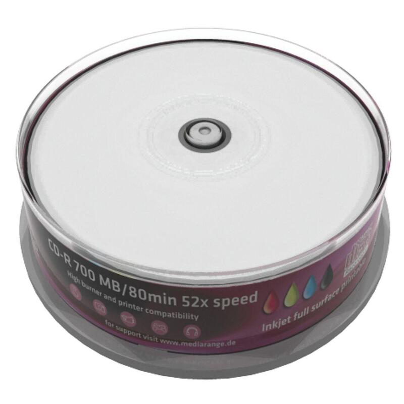 Mediarange Cd-R 700mb 25pcs Spindel 52x Inkjet Printable