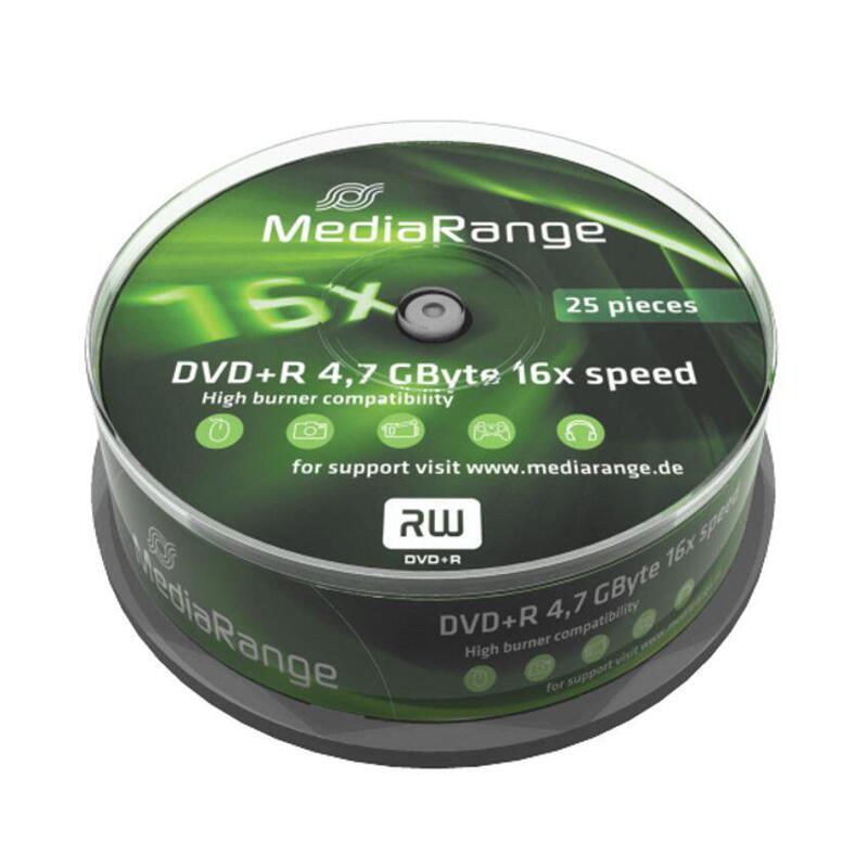 Mediarange Dvd+R 4.7gb 120min 16x 25pcs Cakebox
