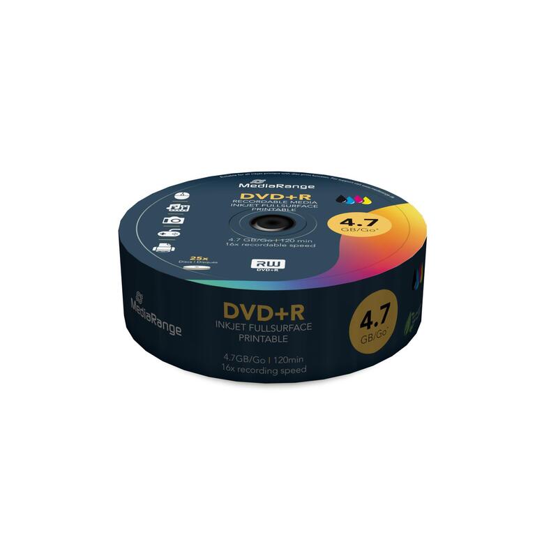 Mediarange Dvd+R 4.7gb 25pcs Spindel 16x Inkjet Full Printa