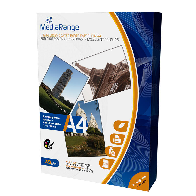 Mediarange Mrink103 Papel Fotográfico Blanco De Alto Brillo A4