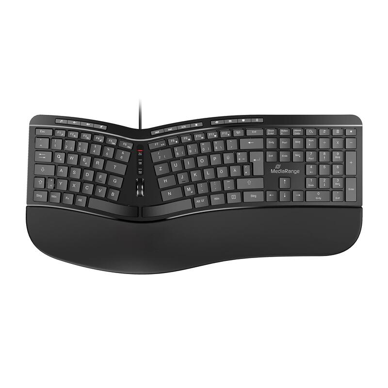 Mediarange Ergon. Multimedia-Teclado 124 Ta. Scr-Rad Negro.