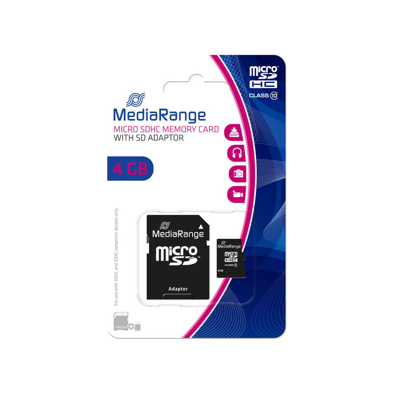 Mediarange Sd Microsd Card 4gb Sd Cl.10 Inkl. Adapter
