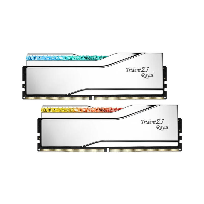 Memoria G.Skill Memoria 48 Gb Ddr5 8400 2x 24 Gb F5-8400j4052g24gx2-Tr5s, Trident Z5 Royal, Intel Xmp F5-8400j4052g24gx2-Tr5s Plateada