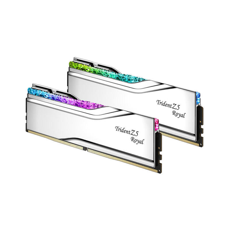 Memoria G.Skill Memoria 48 Gb Ddr5 8400 2x 24 Gb F5-8400j4052g24gx2-Tr5s, Trident Z5 Royal, Intel Xmp F5-8400j4052g24gx2-Tr5s Plateada