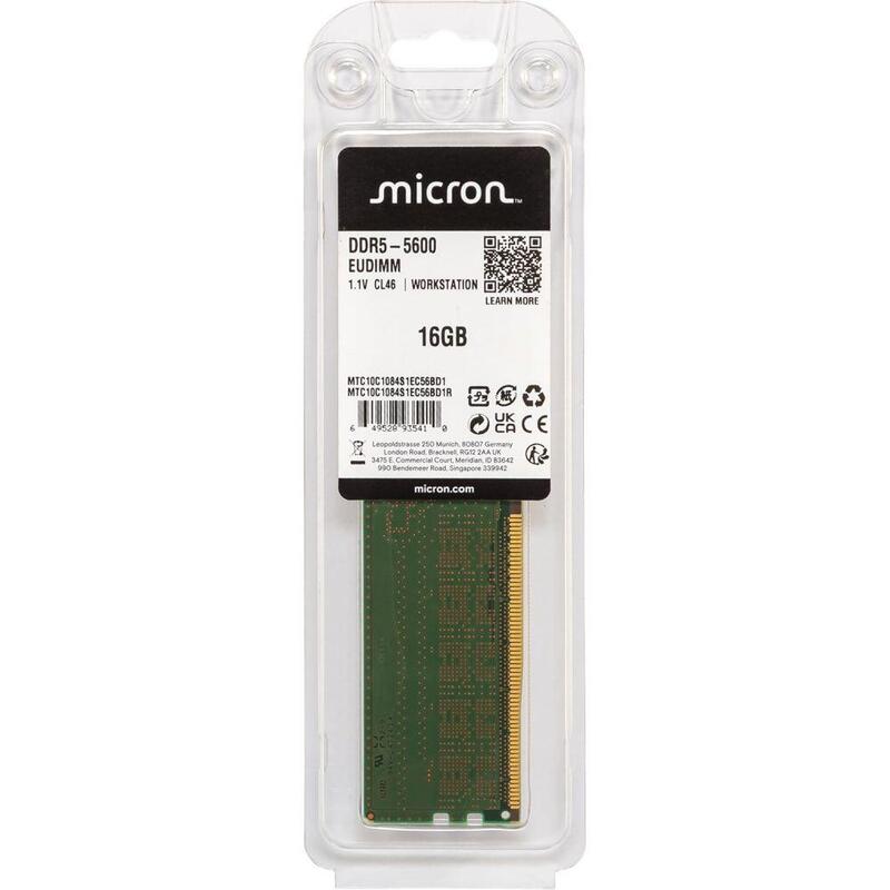 Memoria Micron 16gb Ddr5-5600 Ecc Udimm 1rx8 Cl46