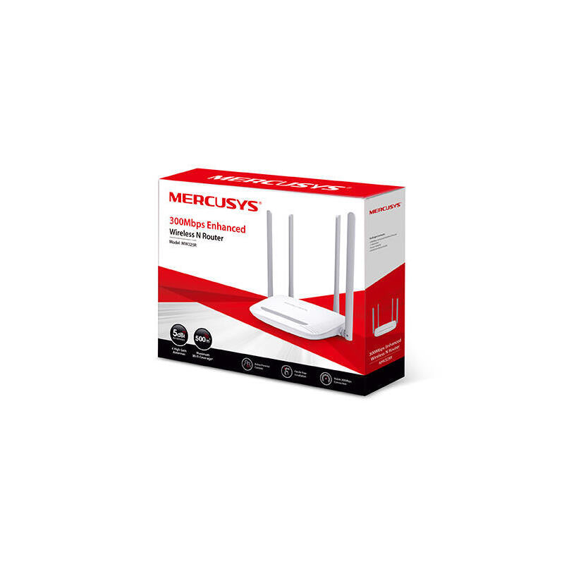 Mercusys Wireless Router N Mw325r Blanco Wifi N 300mbps/4 Antenas 5dbi/1xwan+4xethernet Mw325r