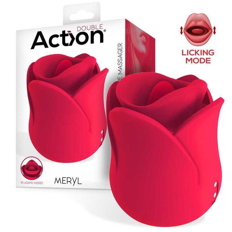 Meryl Estimulador Vibrador De Rosa Con Lengua 2 Motores