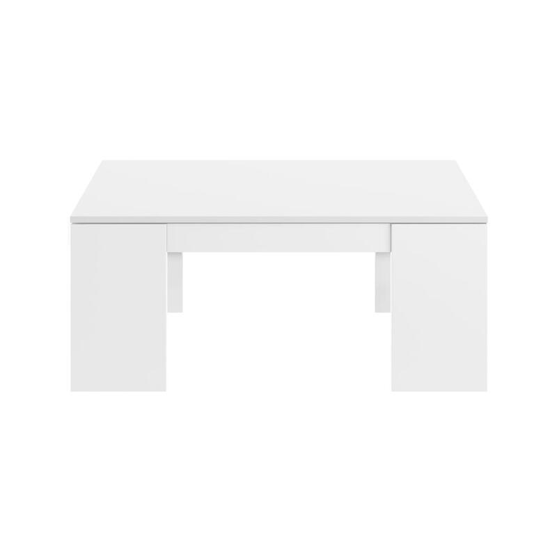 Mesa Centro Elevable, Blanco Brillo