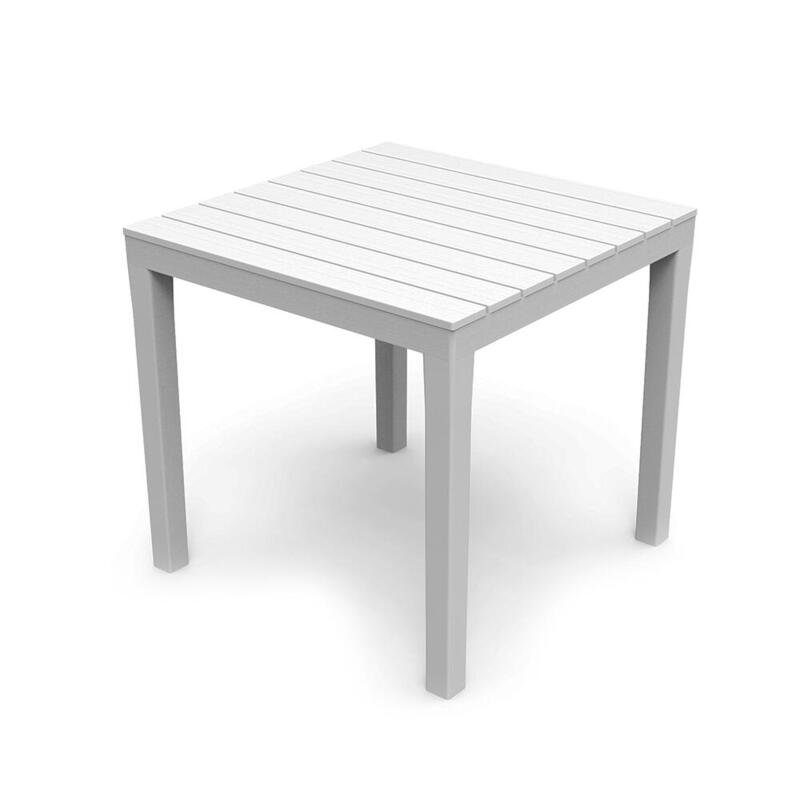 Mesa Cuadrada De Jardin Color: Blanco 78x78x72cm Modelo: Bali Ipae Progarden