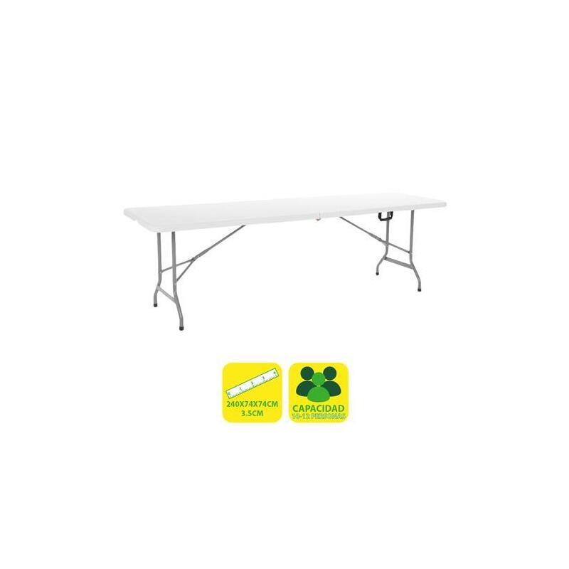 Mesa Sungarden De Resina Plegable 240x74x74cm 3.5cm - Blanco