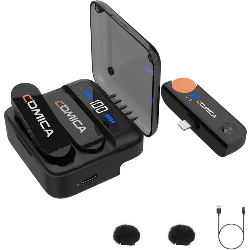 Micrófono Comica Vimo S-Mi Lavalier Inalámbrico Con Cancelación De Sonido (Lightning) Negro