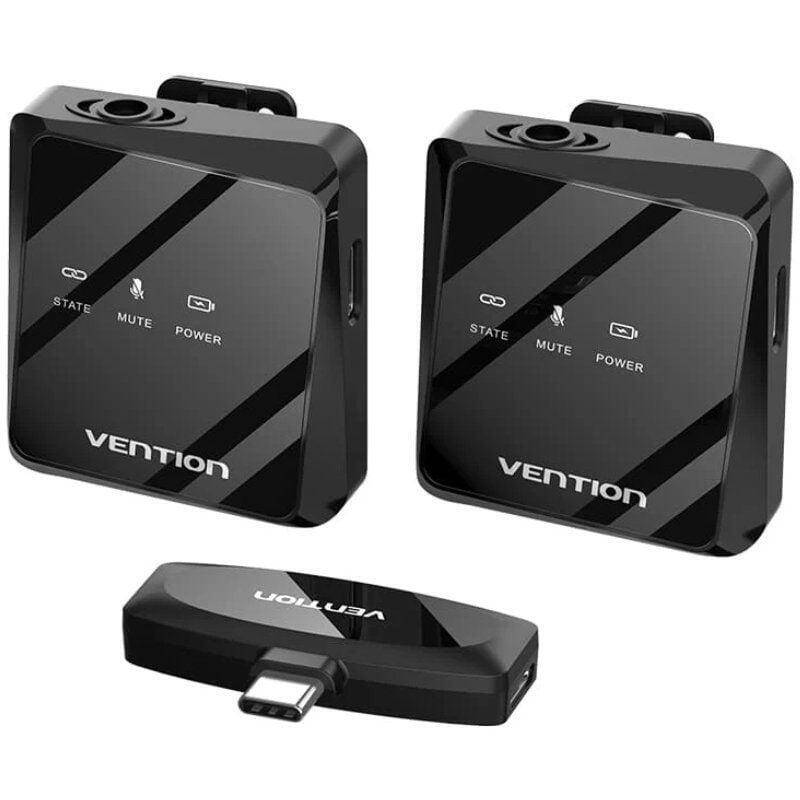 Micrófono Inalámbrico Con Clip Vention Ncbb0 Usb Tipo-C Incluye Receptor 2 Unidades