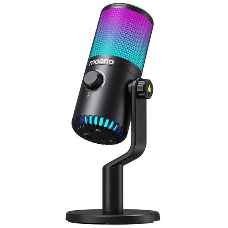 Micrófono Maono Dm30rgb Rgb Negro Usb Para Grabación Y Transmisión En Pc