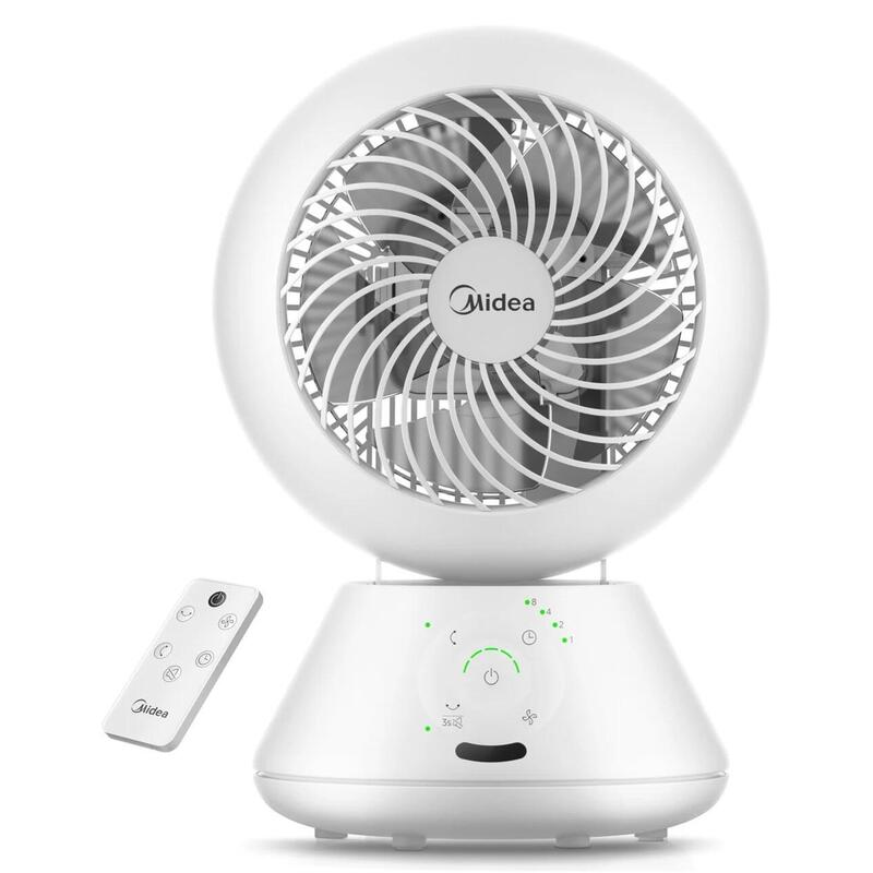 Midea Mdf24jrw Turboforce Table Fan, 5 Speeds, 85° Oscillation, White