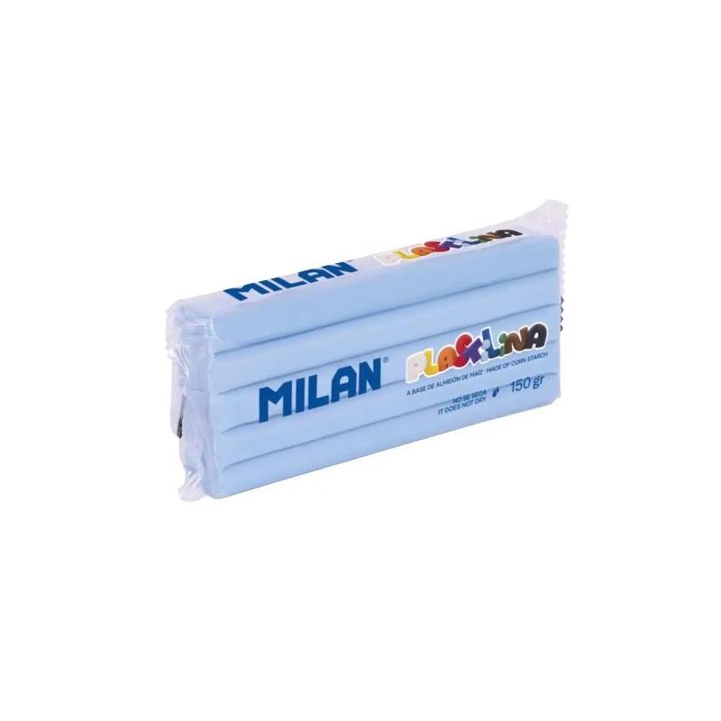 Milan Barra De Plastilina De 150gr - Base De Almidon De Maiz - Sin Gluten - Mezclables - Azul Claro