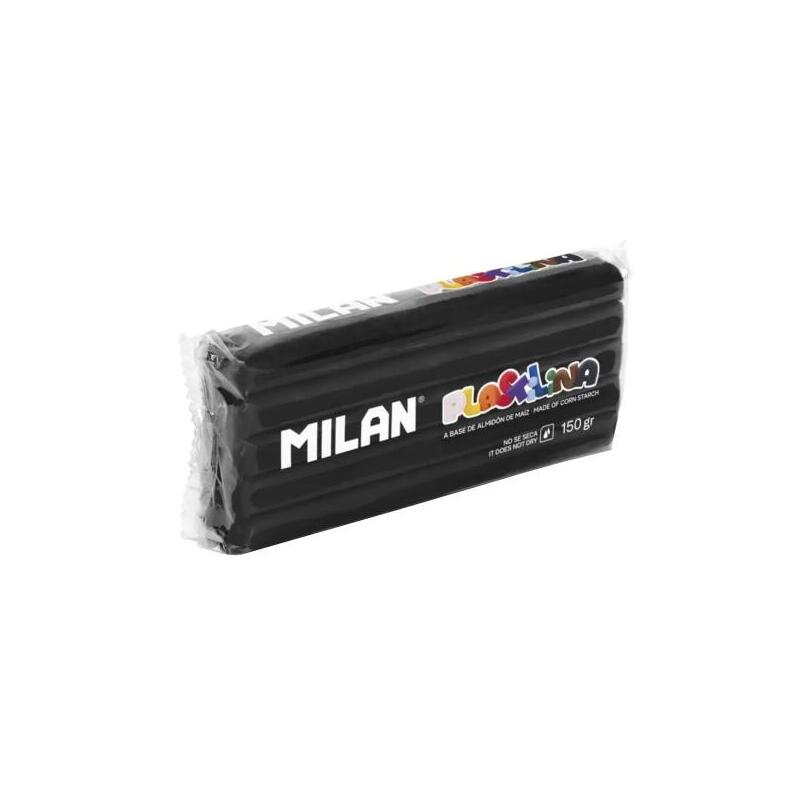 Milan Barra De Plastilina De 150gr - Base De Almidon De Maiz - Sin Gluten - Mezclables - Negro