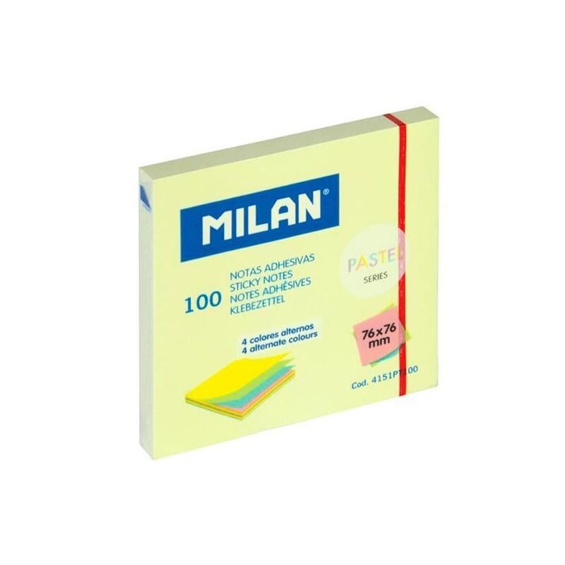 Milan Bloc Notas Adhesivas 100 Hojas 76x76mm Serie Pastel C/Surtidos