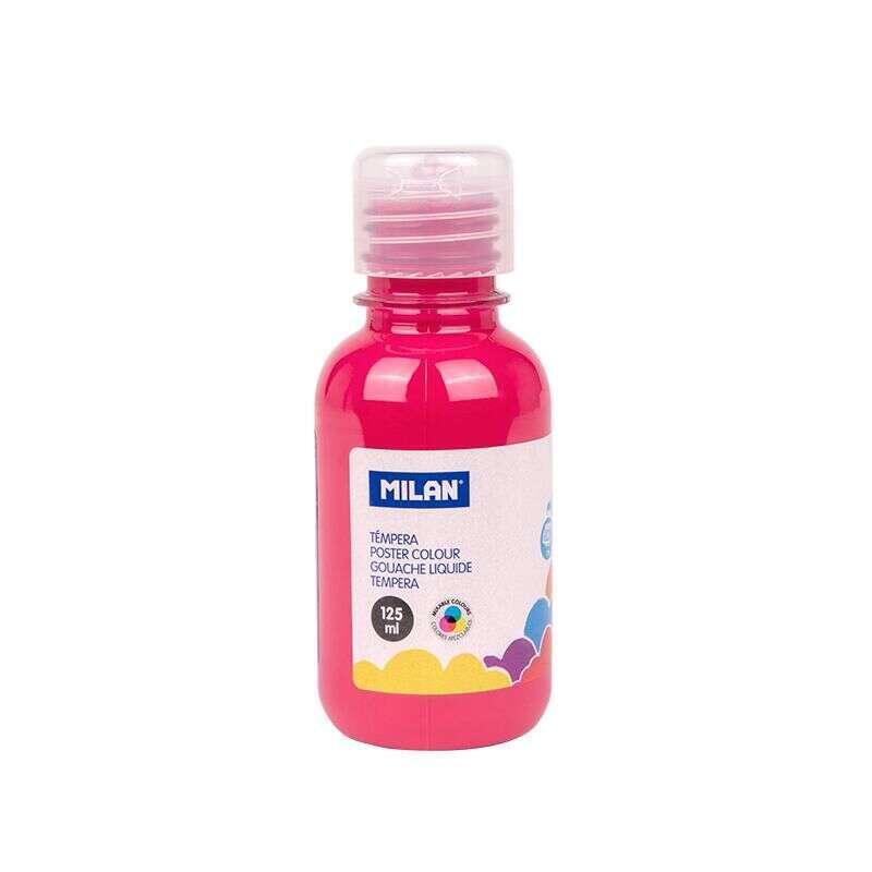 Milan Botella De Tempera 125ml - Tapon Dosificador - Secado Rapido - Mezclable - Magenta