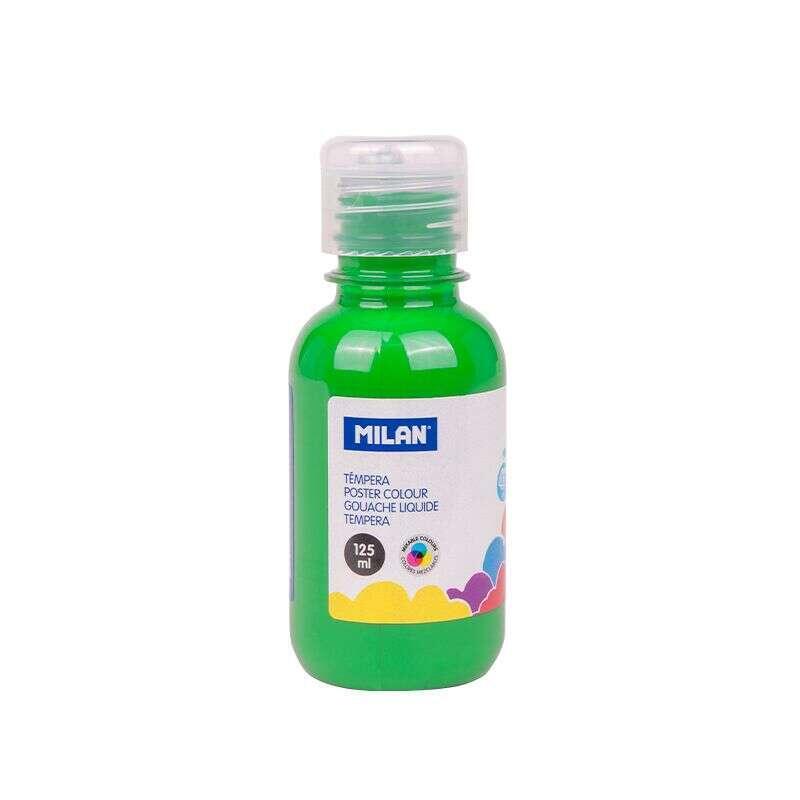 Milan Botella De Tempera 125ml - Tapon Dosificador - Secado Rapido - Mezclable - Verde Claro