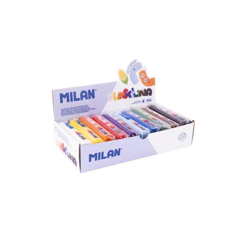 Milan Caja Con 10 Barras De Plastilina De 150gr - Base De Almidon De Maiz - Sin Gluten - Mezclables - Colores Surtidos