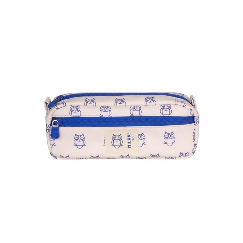Milan Coleccion 460 Portatodo Rectangular - 2 Compartimentos Con Cremallera - Beige/Azul