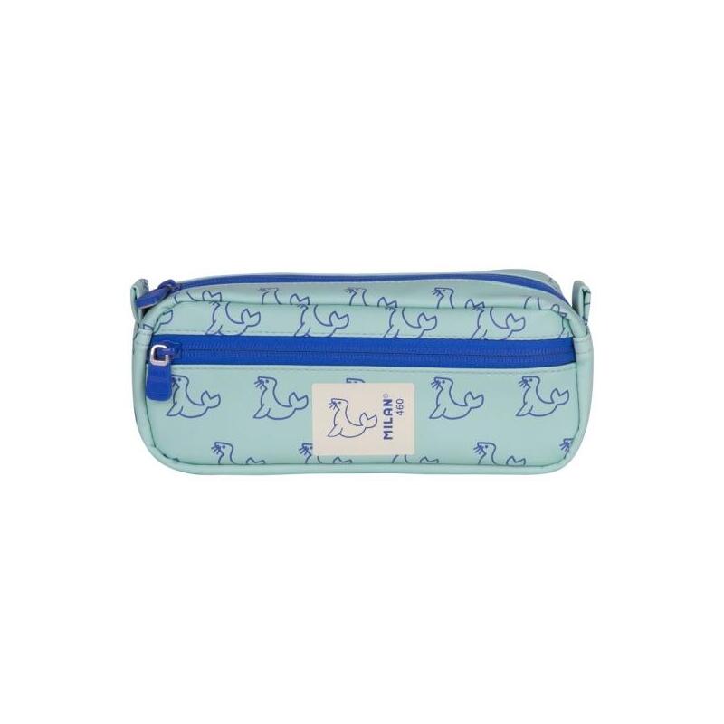 Milan Coleccion 460 Portatodo Rectangular - 2 Compartimentos Con Cremallera - Verde/Azul