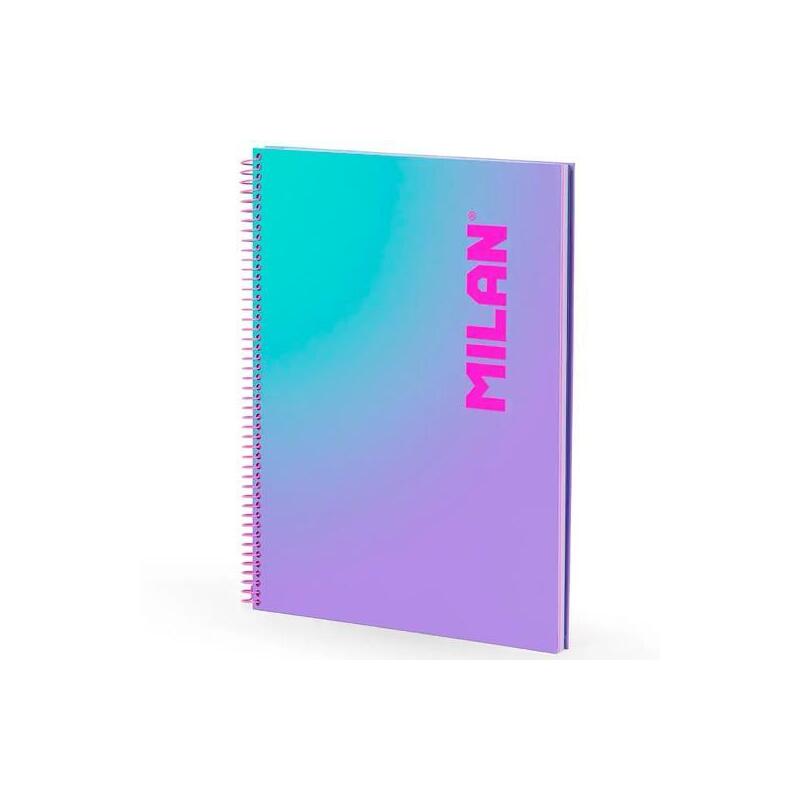 Milan Cuaderno Espiral A4 90h 95gr Cuadrícula 5x5 Tapa Dura Colección Sunset Lila