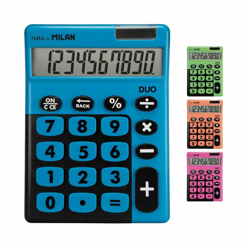 Milan Duo Expositor De 6 Calculadoras De Sobremesa - 10 Digitos - Teclas Grandes - Colores Surtidos