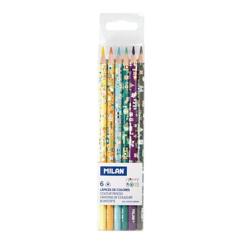Milan Lápices De Colores Happy Bots Collection Triangulares Blister De 6 Ud