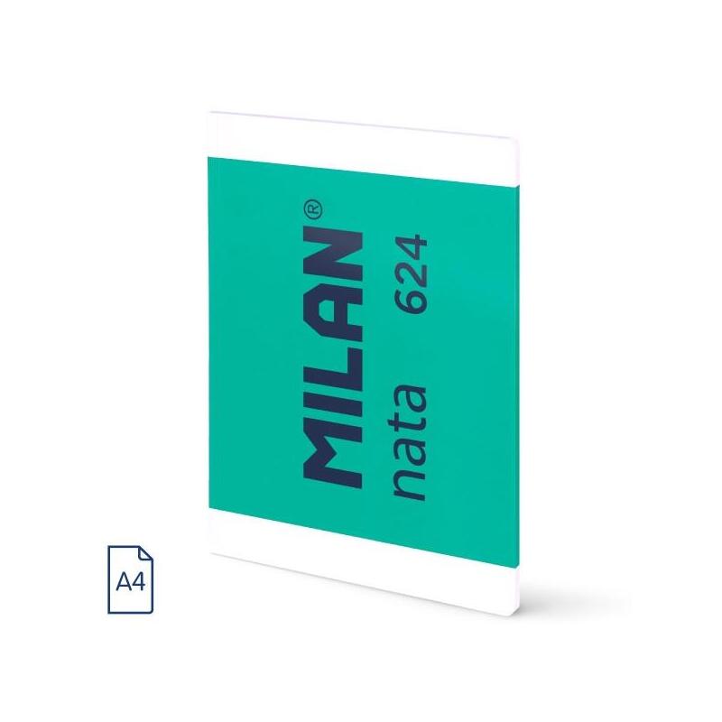 Milan Nata 624 Libreta Encolada Formato A4 Pautado 7mm - 48 Hojas De 95 Gr/M2 - Microperforado - Verde