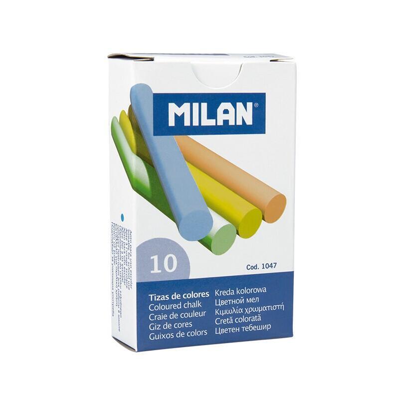 Milan Pack De 10 Tizas De Colores - Redondas - No Contienen Caseina - Colores Surtidos