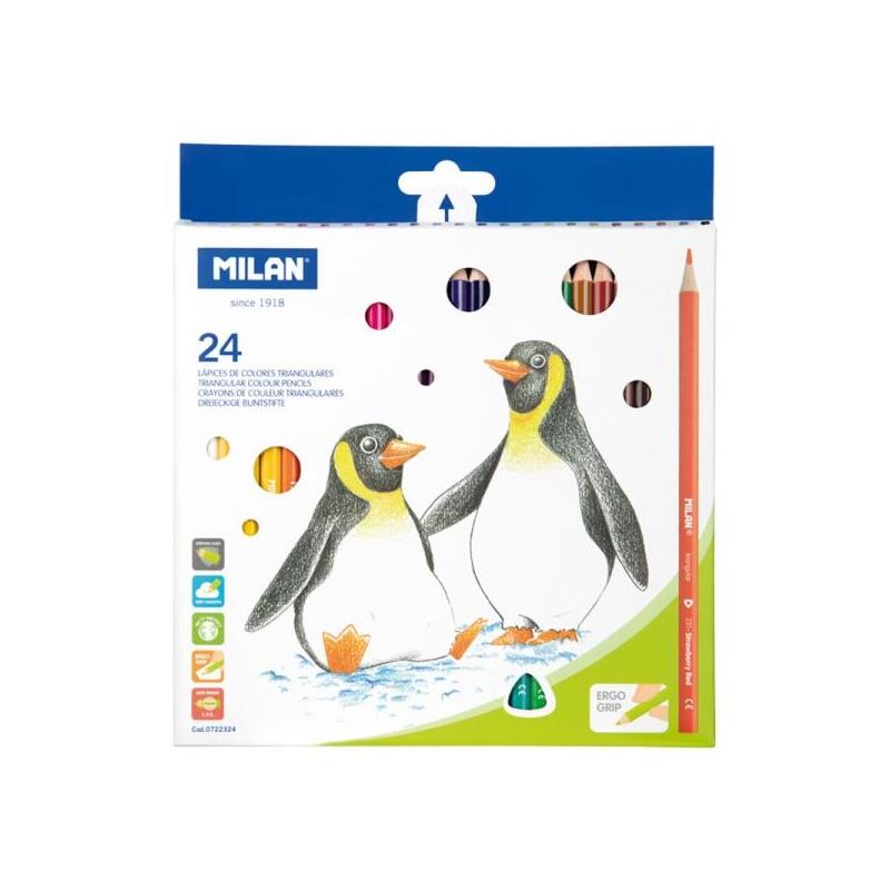 Milan Pack De 24 Lapices De Colores - Triangulares - Colores Surtidos