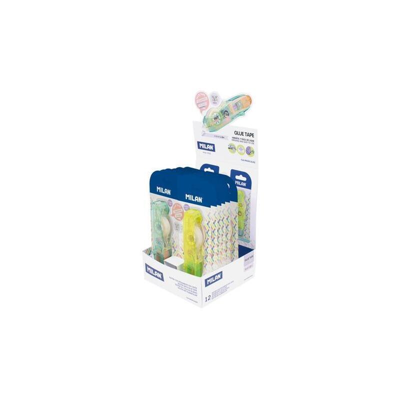 Milan Pegamento En Cinta Serie New Look 8,4mm X 8m Caja Expositora 12 Blíster C/Surtidos