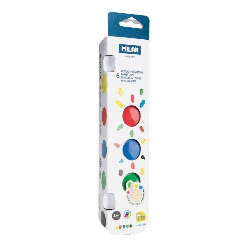 Milan Pintura Dedos Tarro De 25ml Surtido Básico 6 Colores