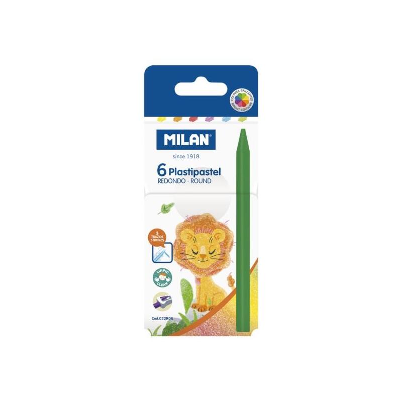 Milan Plastipastel Pack De 6 Ceras De Colores Redondas - Colores Surtidos
