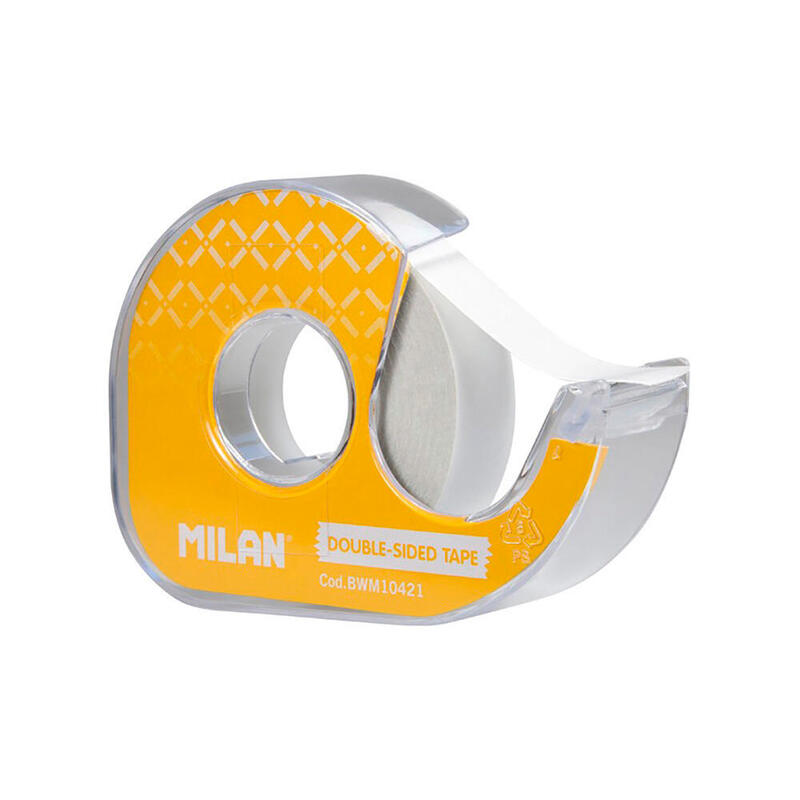 Milan Portarrollos Con Cinta Adhesiva De Doble Cara - Hoja De Corte Metalica - 15mm X 10m - Amarillo