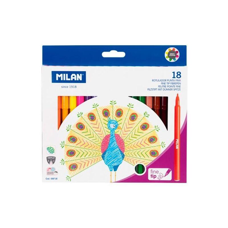 Milan Rotuladores Punta Fina Caja 18ud C/Surtidos