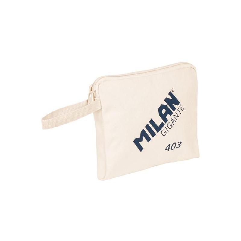 Milan Serie 1918 Gigante 403 Bolsa De Mano - Tamaño 26,5x22x3cm - Cierre De Cremallera - 100% Algodon - Beige