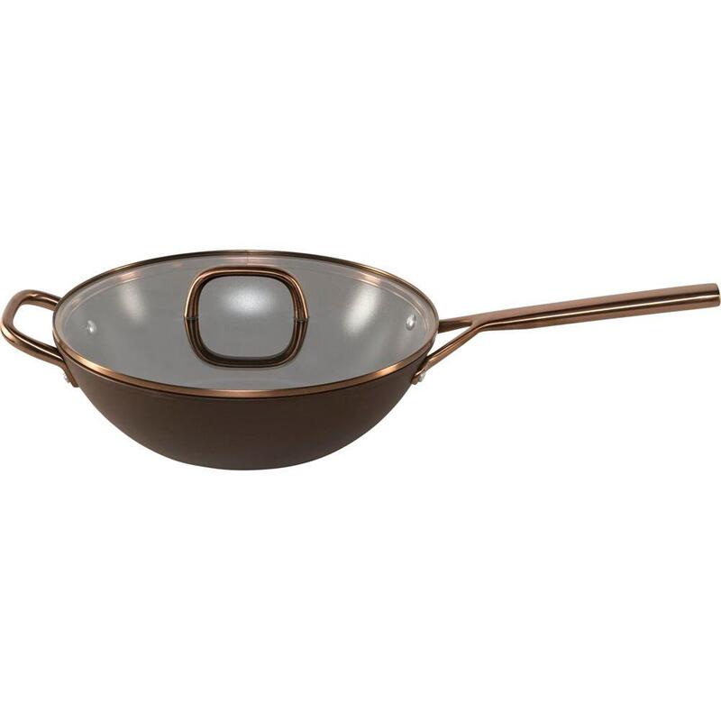 Milano Wok Mit Glasdeckel 30 Cm, Braun
