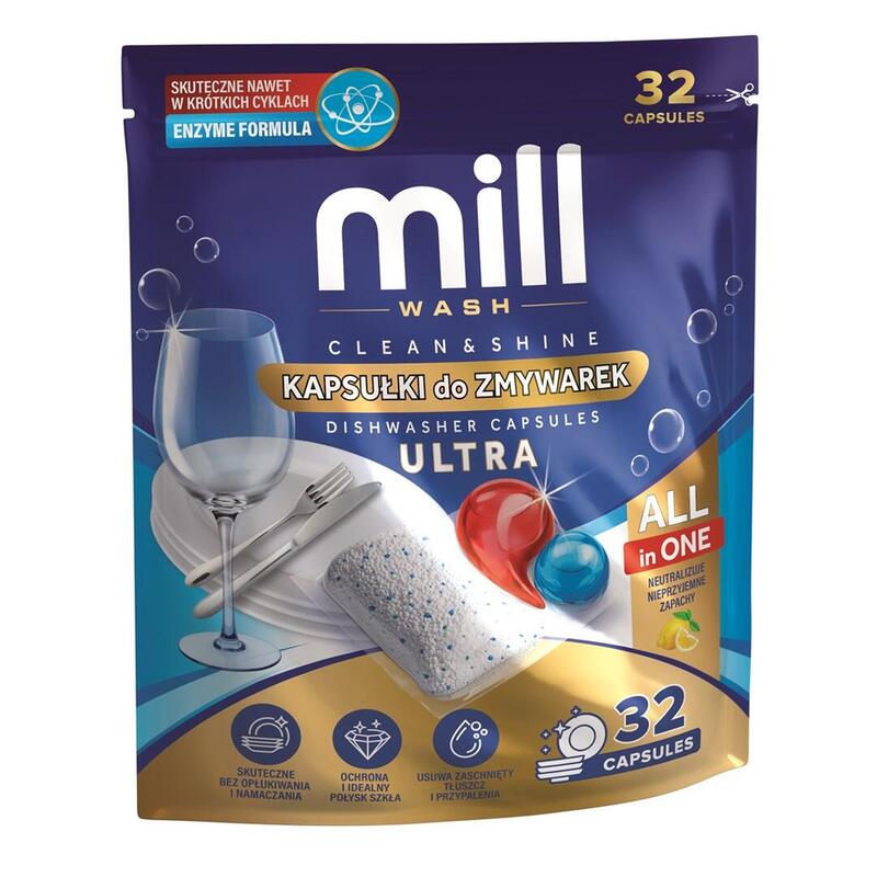 Mill Cápsulas Para Lavavajillas Clean&Shine Ultra, 32 Unidades, 3k.D