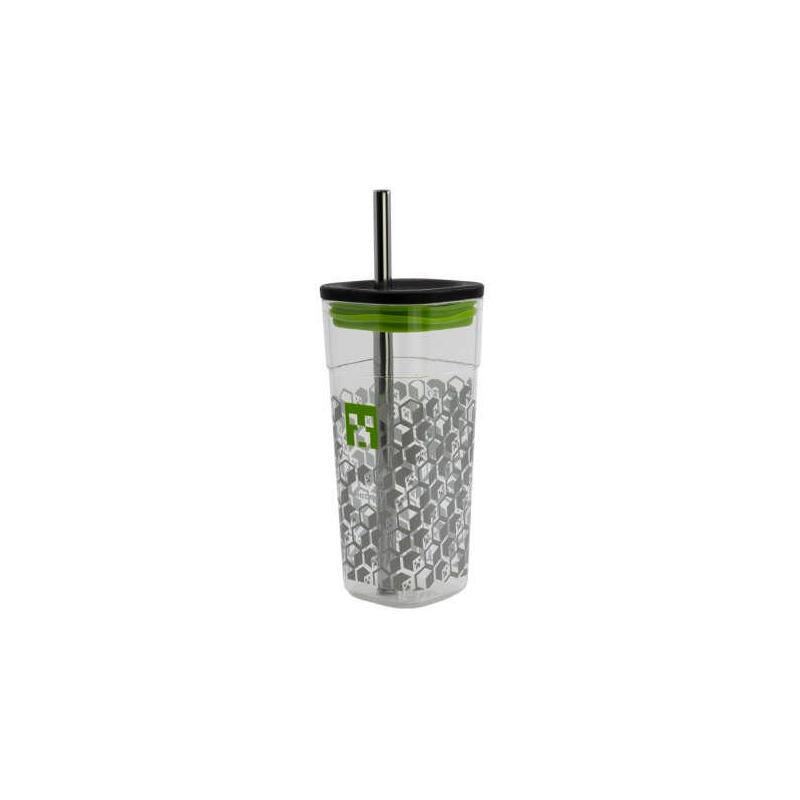 Minecraft - Vaso - Acrilico Cube Con Pajita 540 Ml Minecraft