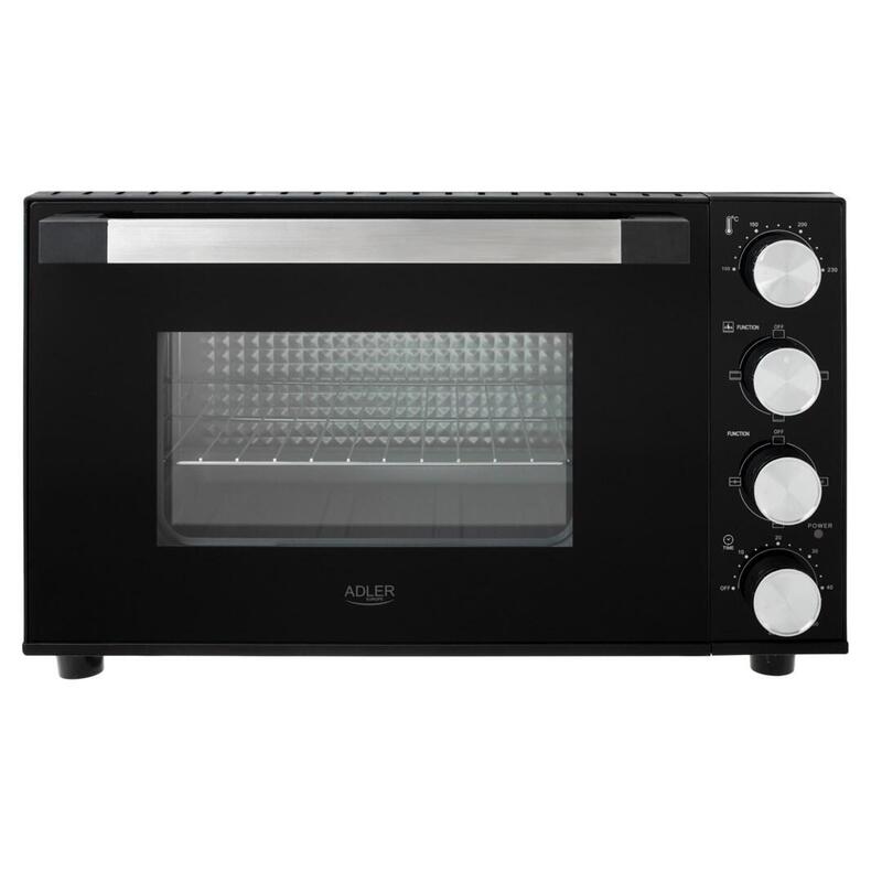 Mini Horno Adler Europe Eléctrico Ad 6031, 30 L, Con Pincho Giratorio Negro