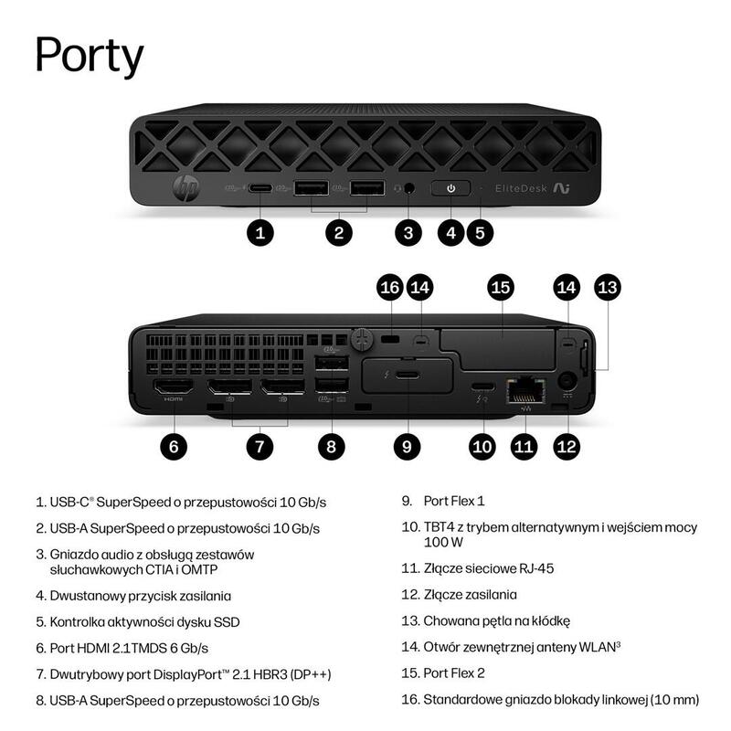 Mini Pc Hp Elitedesk 8 Mini G2i Desktop Next Gen Ai Pc Copilot+ Pc Intel Core Ultra 7 356h 16 Gb Ddr5-Sdram 512 Gb Ssd Windows 11 Pro