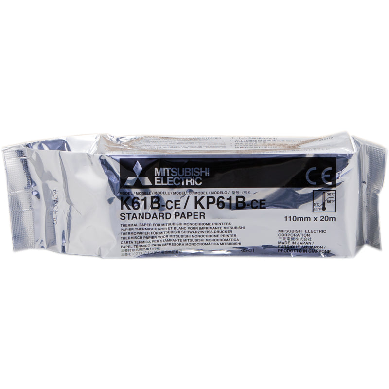 Mitsubishi Papel Blanco K61b Kp61b-Ce Papel Térmico, Rollo, 110mm X 20m