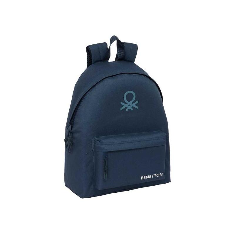 Mochila Safta Benetton Basics Antracita - Bolsillo Frontal - Hombreras Acolchadas - Doble Tirador En Cremallera - Asa