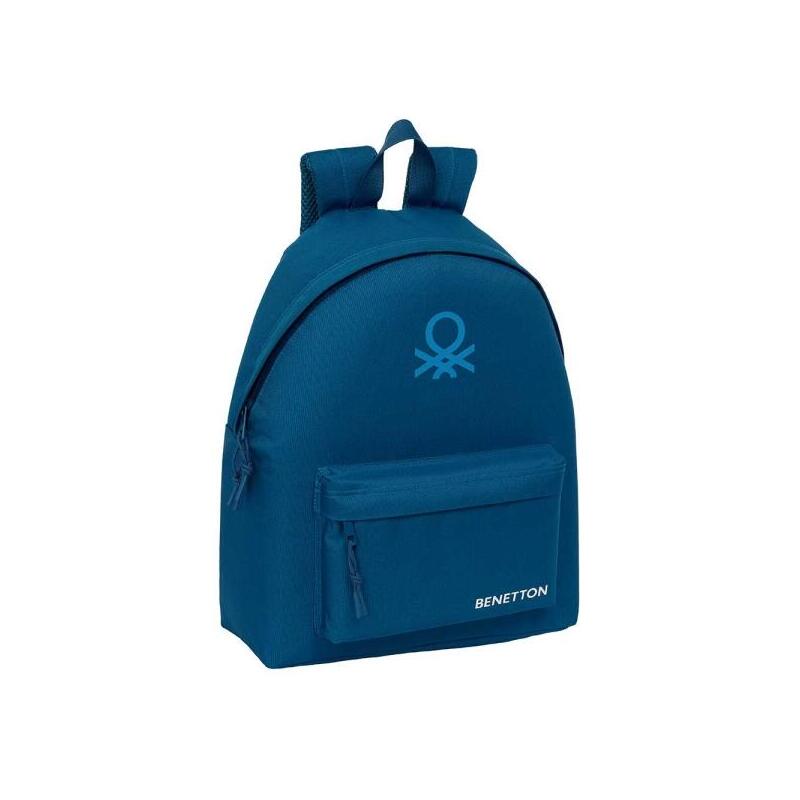 Mochila Safta Benetton Basics Marino X- Bolsillo Frontal - Hombreras Acolchadas - Doble Tirador En Cremallera - Asa