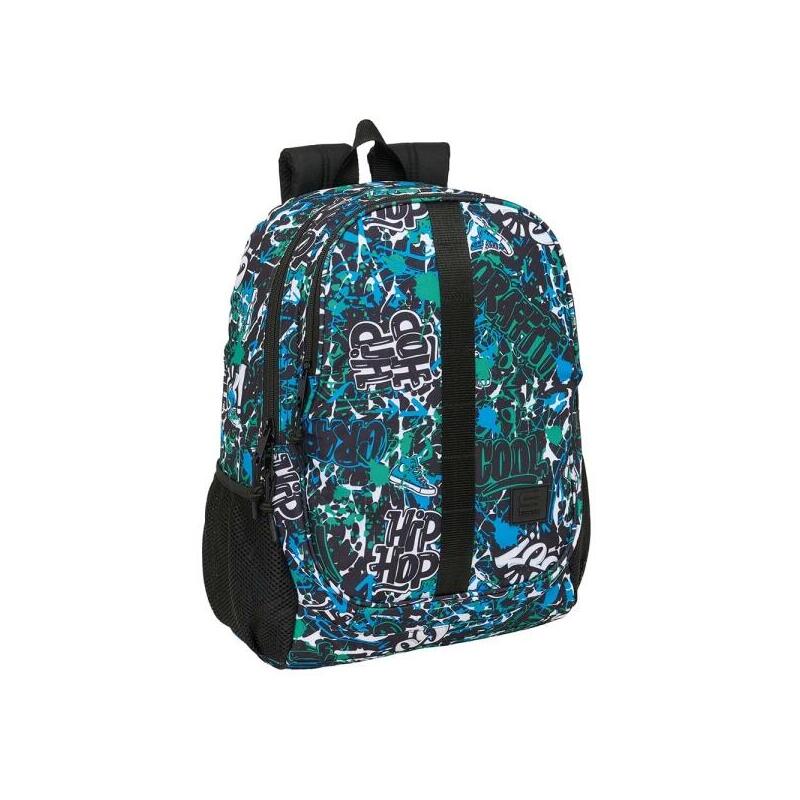 Mochila Safta Graffiti Go Adaptable A Carro - Portabotellas - Dos Compartimentos Grandes - Tirador Doble - Hombreras