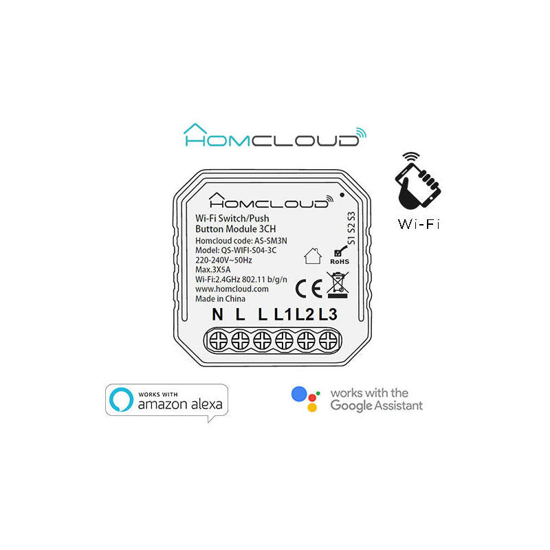 Módulo Pulsador/Interruptor Wi-Fi 3ch Empotrable