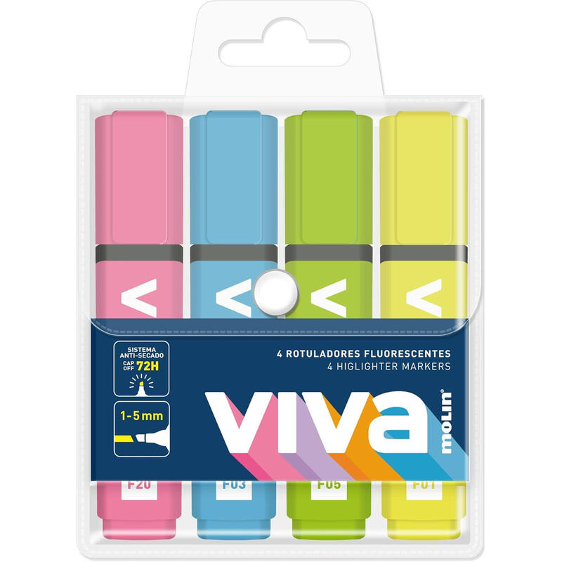 Molin Marcador Fluorescente Viva Blister De 4 C/Surtidos
