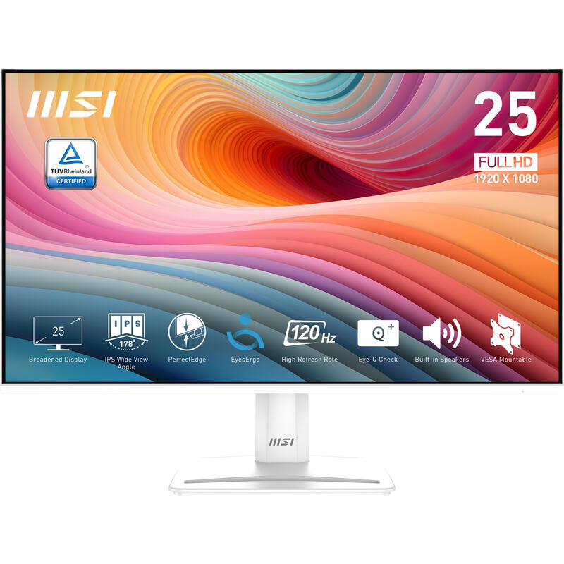 Monitor 24.5" Msi Mp251w E2 Ips Fhd 16:9 120h Vga
